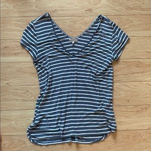 Bordeaux grey stripe shirt from Anthropologie